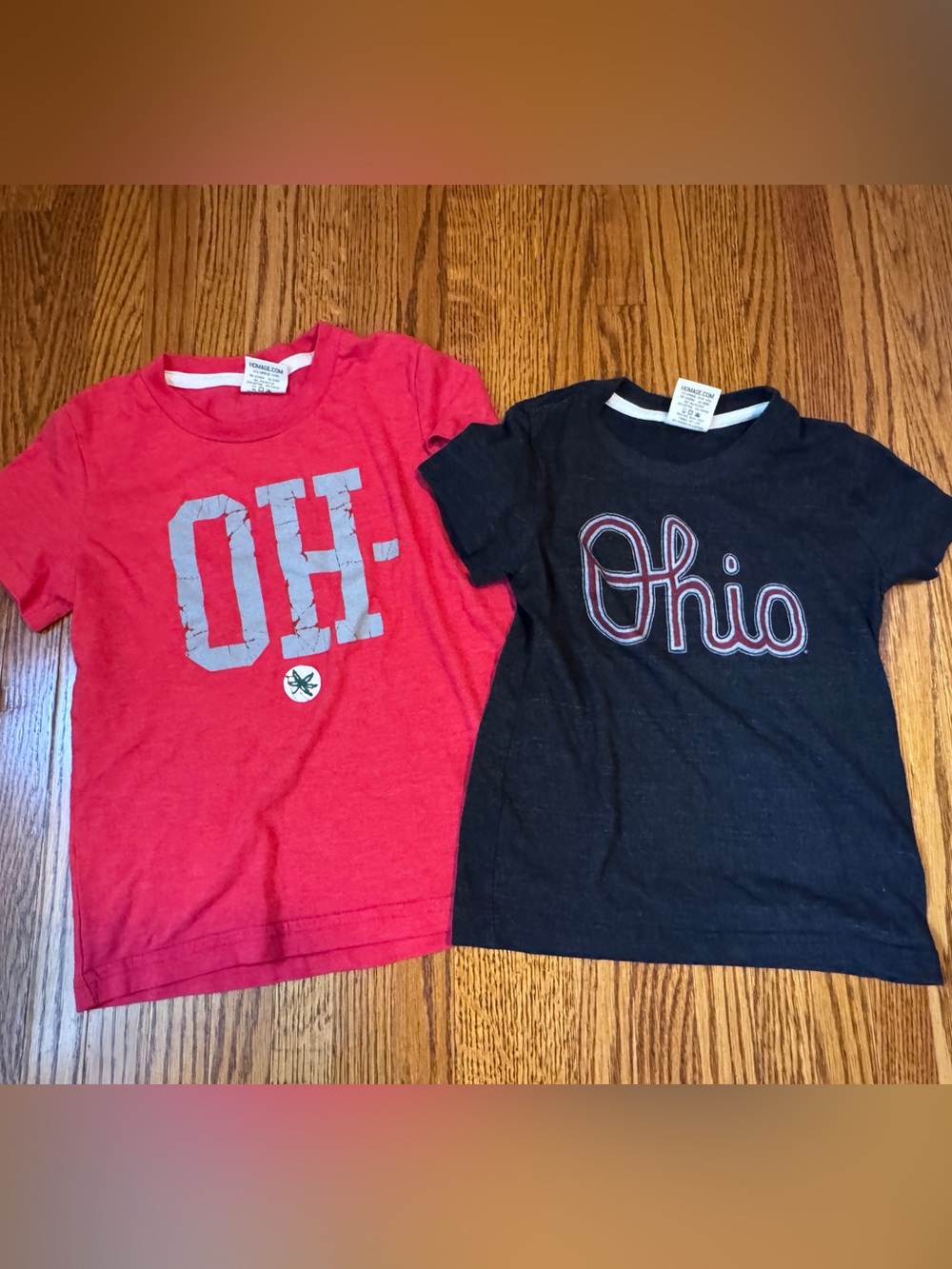 Homage Kids Red OH! Graphic Tee and Black Script Ohio Tee